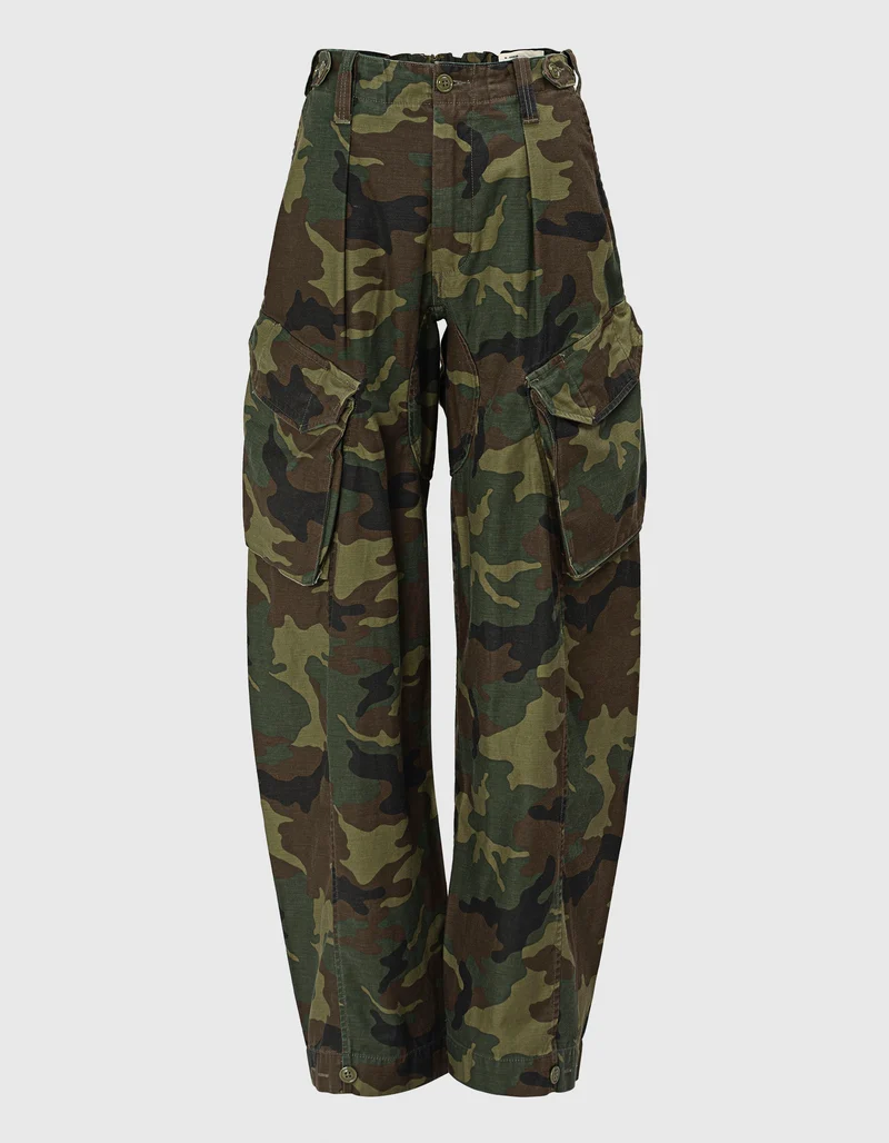 Barrel-Cargohose Jeans mit Camouflage-Musterung