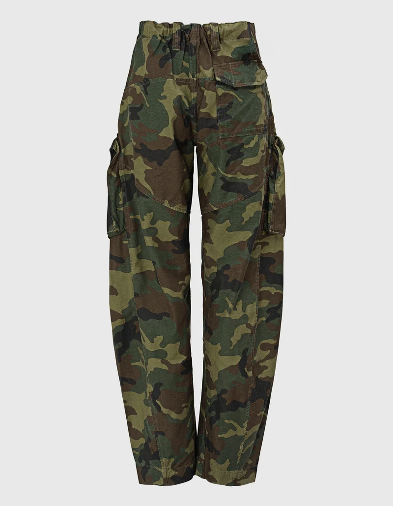 Barrel-Cargohose Jeans mit Camouflage-Musterung