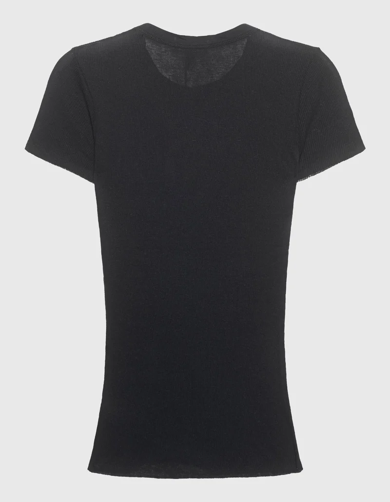 Ripp-T-Shirt mit Kaschmir-Anteil