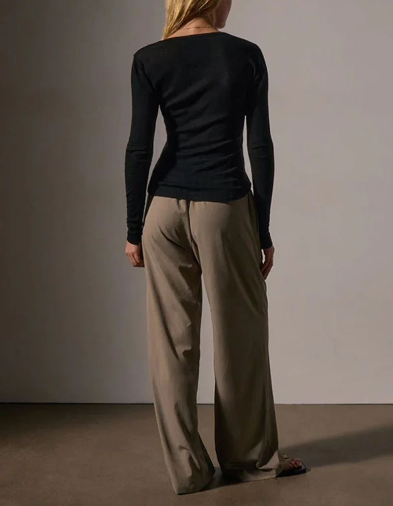 Geripptes Baumwoll-Kaschmir-Longsleeve