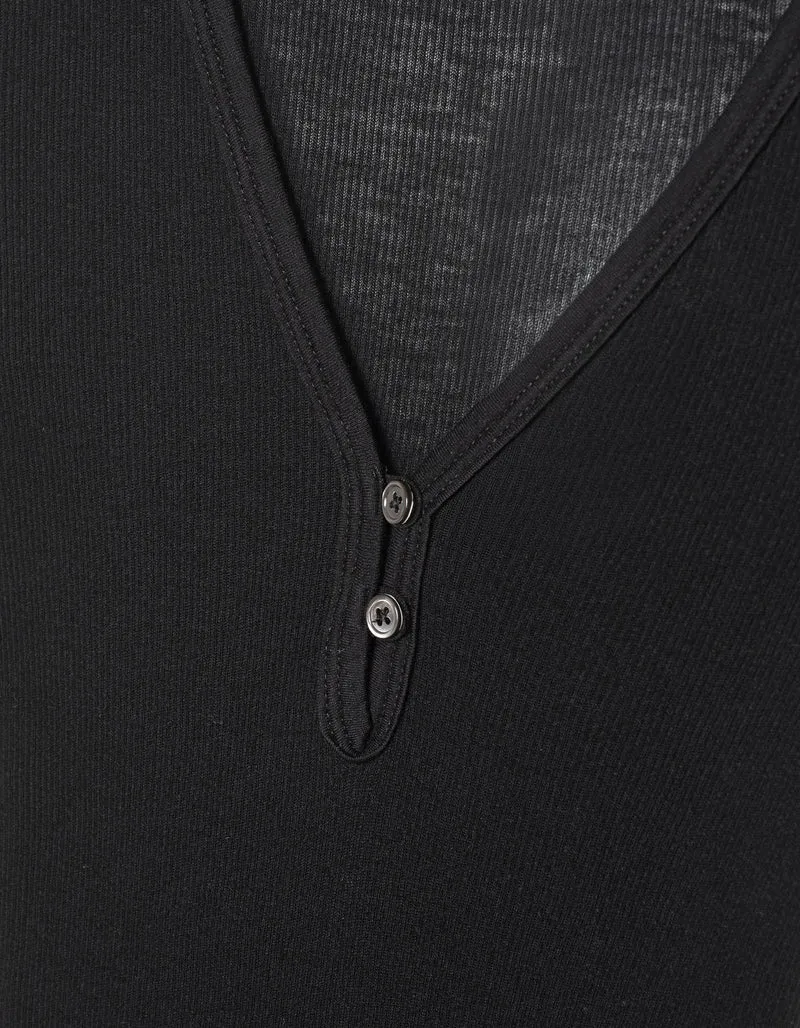 Geripptes Baumwoll-Kaschmir-Longsleeve