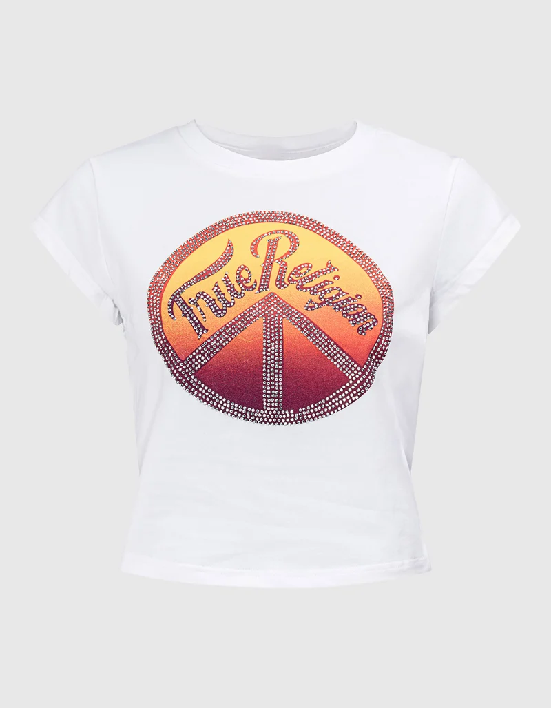 Crop T-Shirt mit Strasssteinen