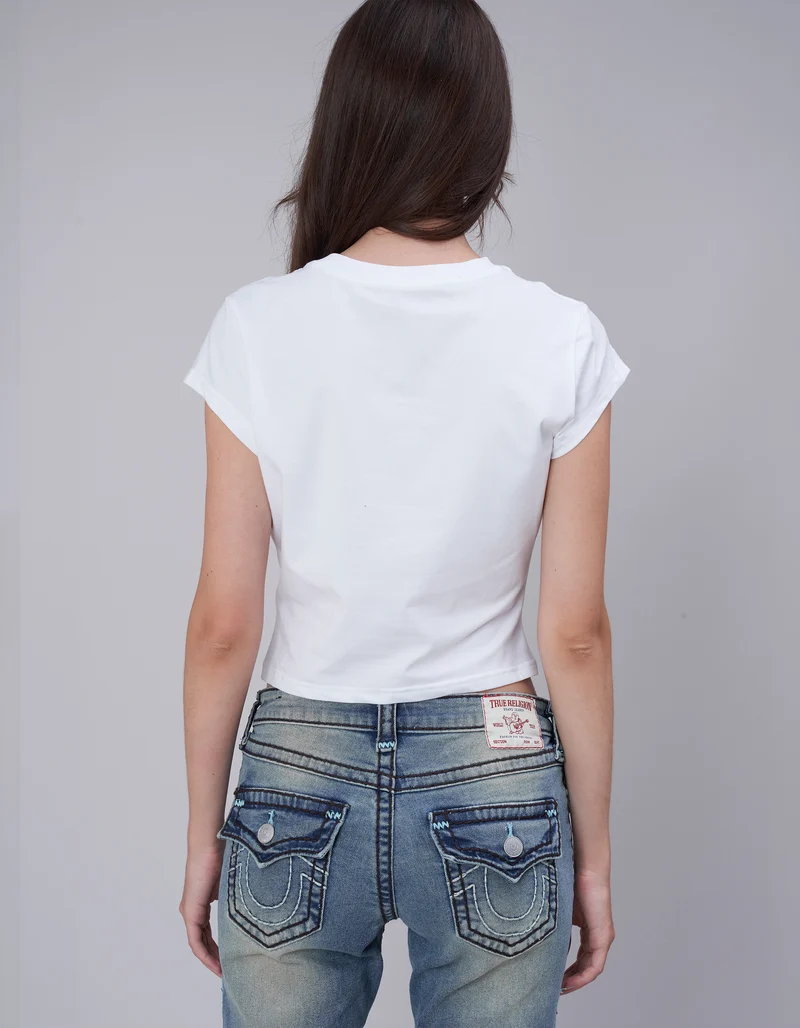 Crop T-Shirt mit Strasssteinen