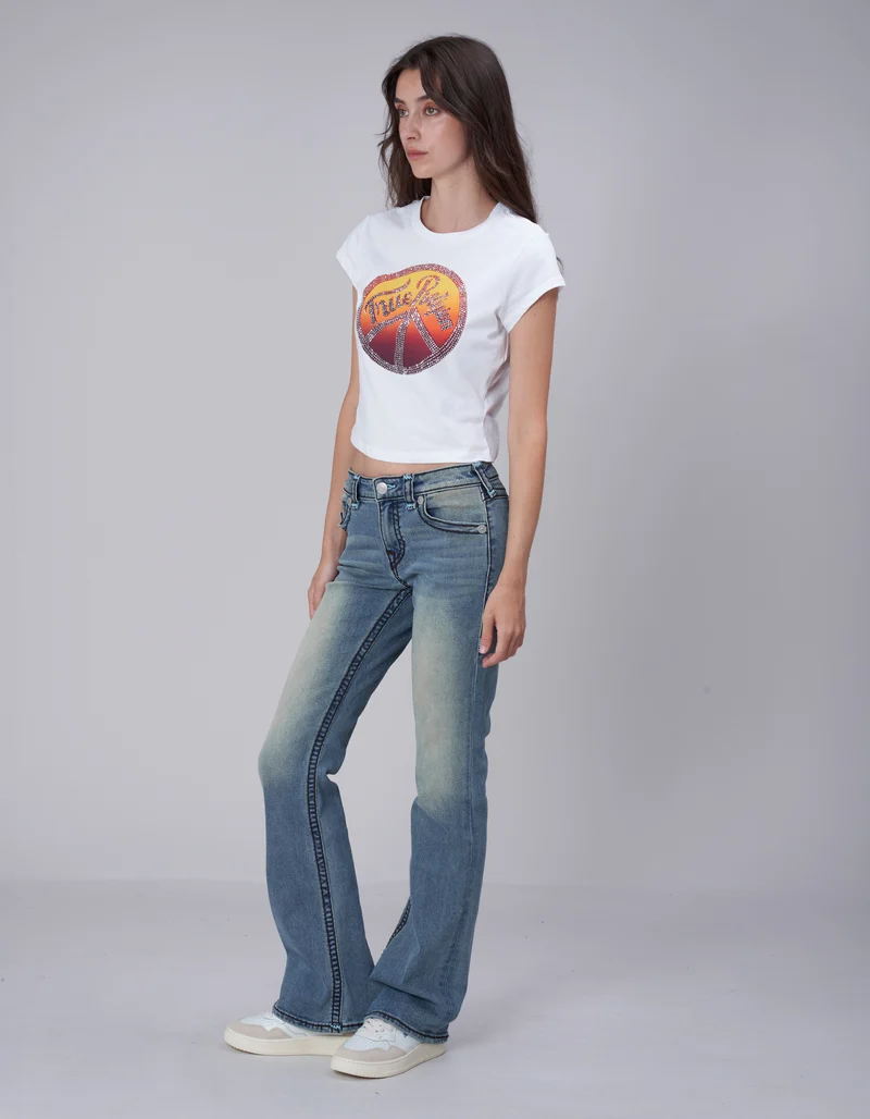 Crop T-Shirt mit Strasssteinen