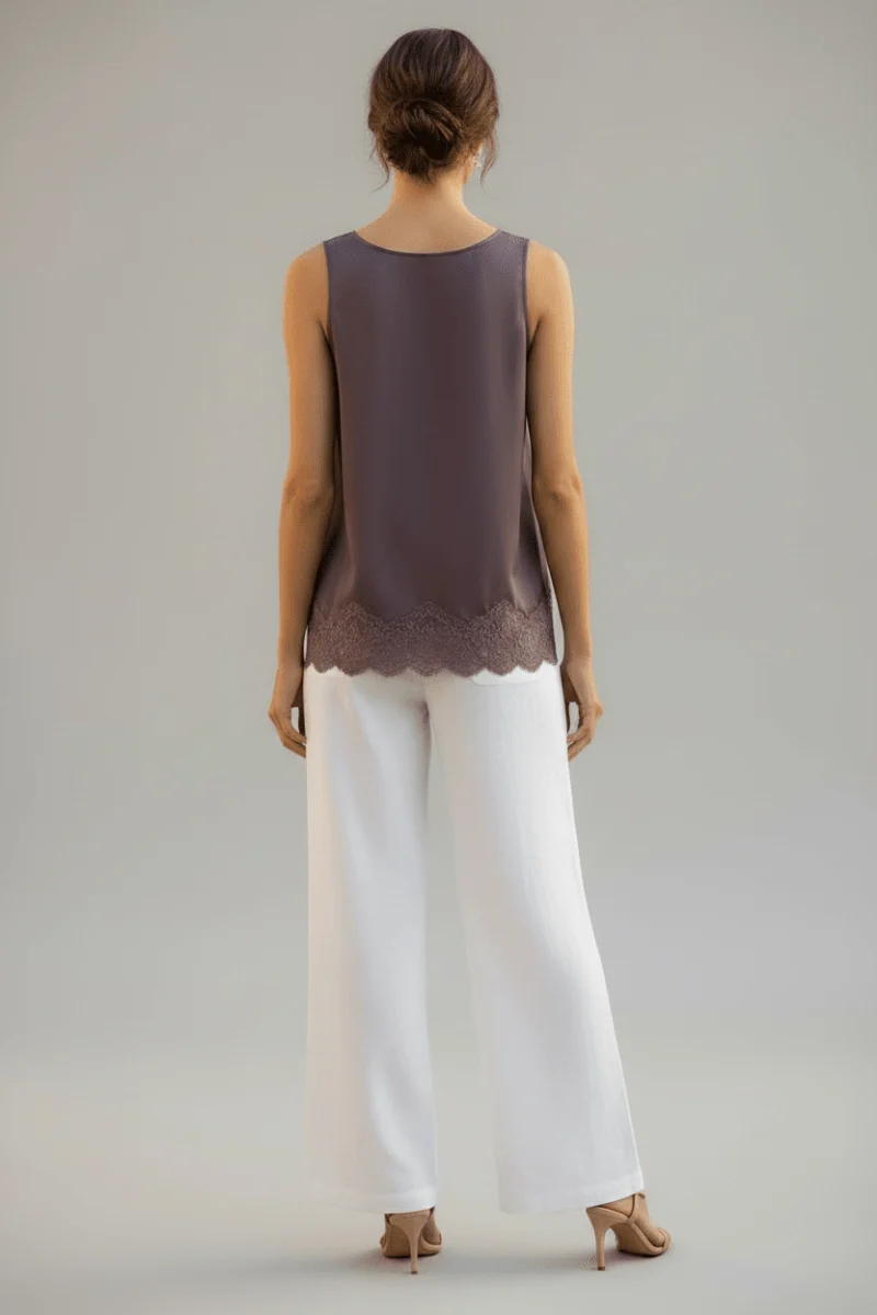 Rich & Royal Satin Top Damen – Elegantes Spitzenoberteil in Mulberry
