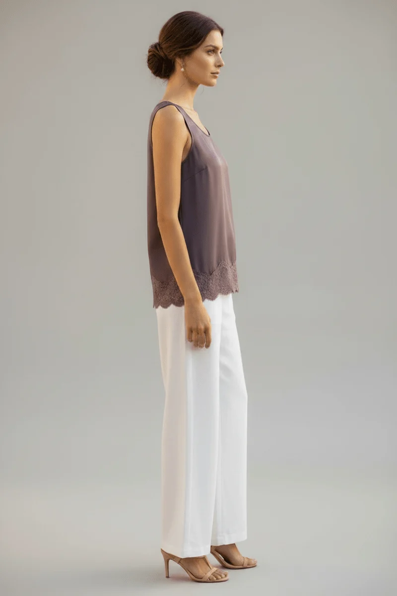 Rich & Royal Satin Top Damen – Elegantes Spitzenoberteil in Mulberry