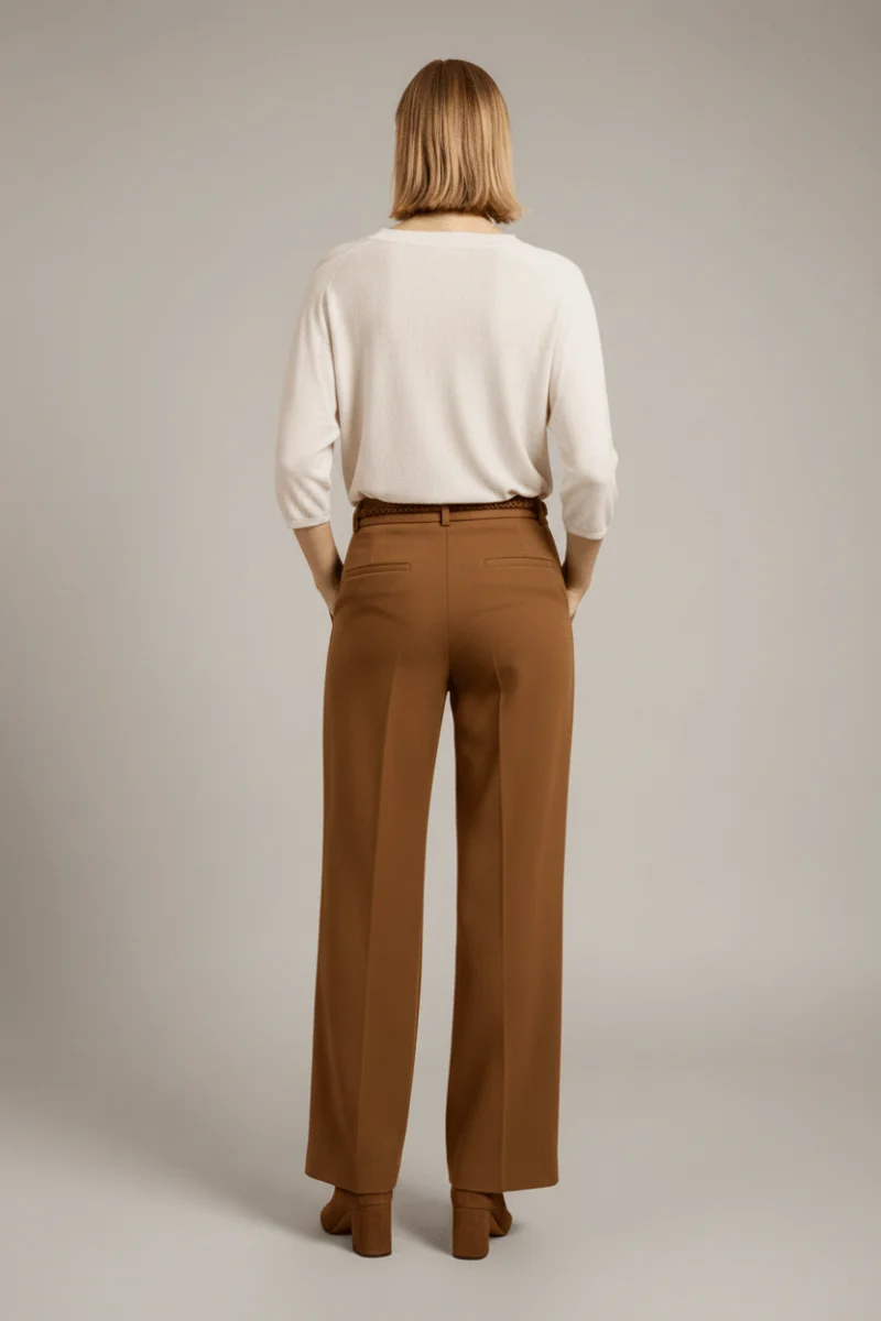 YAYA V-Ausschnitt-Pullover mit Dreiviertelärmeln und Nahtverzierungen Beige Melange