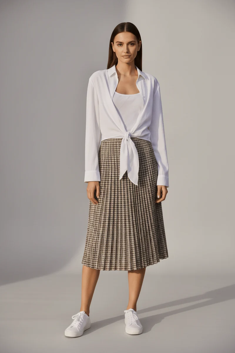 YAYA Gekötete Bluse mit passendem ärmellosen Top Pure White