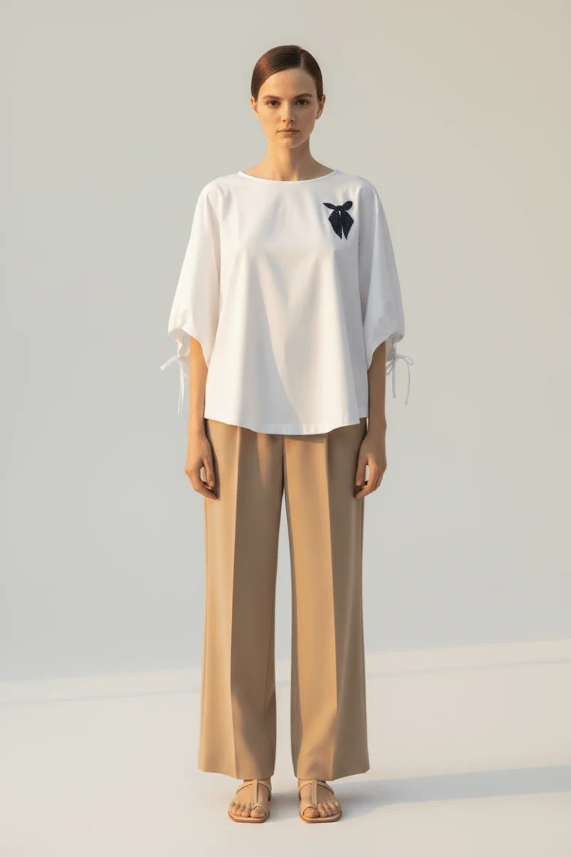 Rich & Royal Wide Fit T-Shirt Damen – Oversized Shirt mit Tunnelzug in Weiß