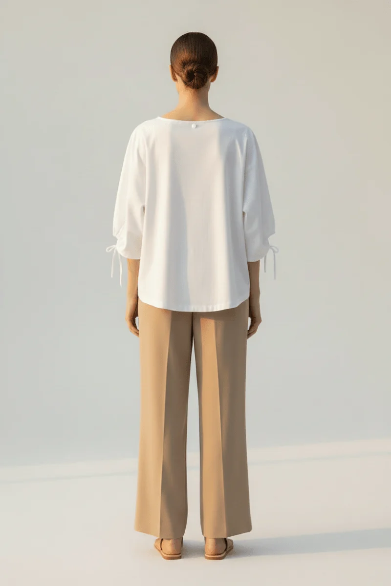 Rich & Royal Wide Fit T-Shirt Damen – Oversized Shirt mit Tunnelzug in Weiß