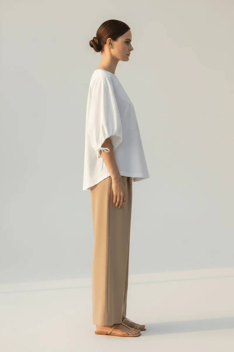 Rich & Royal Wide Fit T-Shirt Damen – Oversized Shirt mit Tunnelzug in Weiß