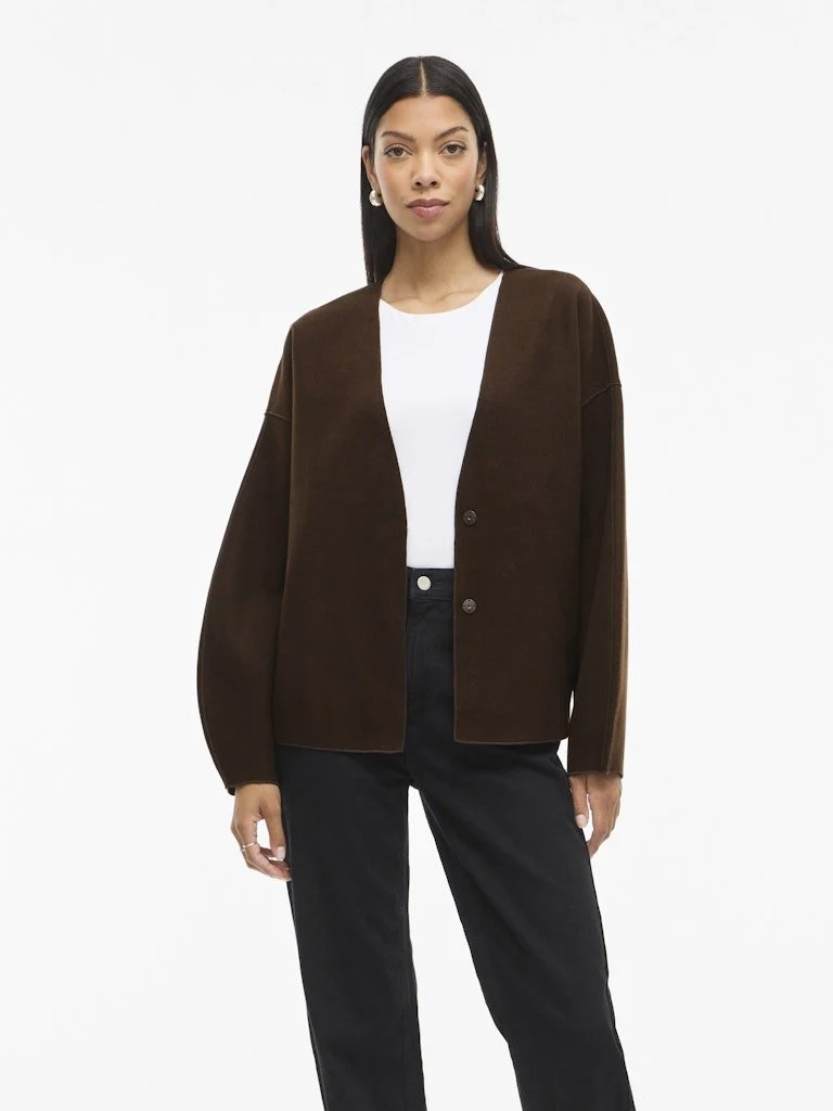Vila Jacke Loose Fit Langarm Coffee Bean