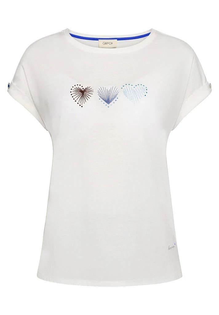 Cartoon Shirt Kurz 1/2 Arm Patch Cream/Blue