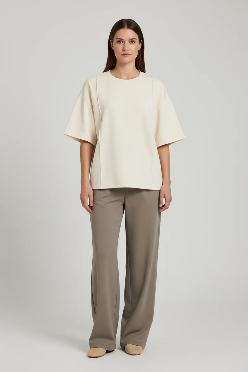 Vila T-Shirt Rundhals 3/4-Arm Sweat Birch