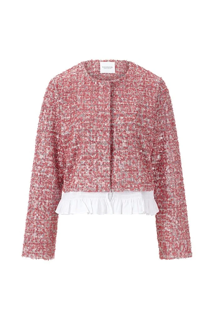Rich & Royal Sequin Jacket with Peplum in Powder Rosé