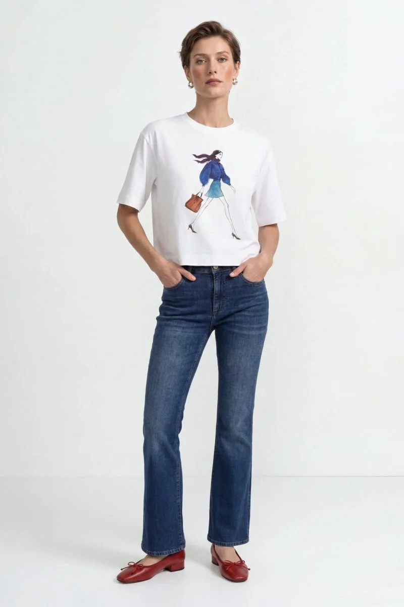 Rich & Royal Gentle Fit T-Shirt mit Print in White