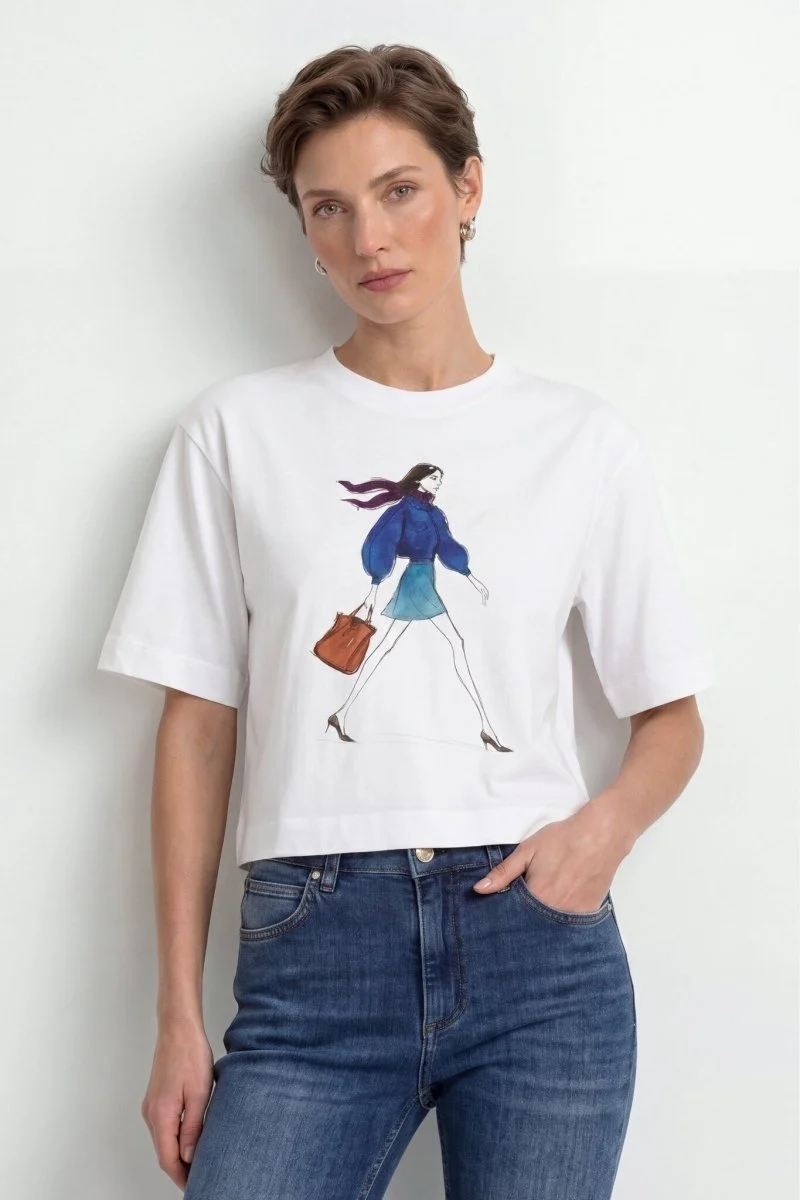 Rich & Royal Gentle Fit T-Shirt mit Print in White