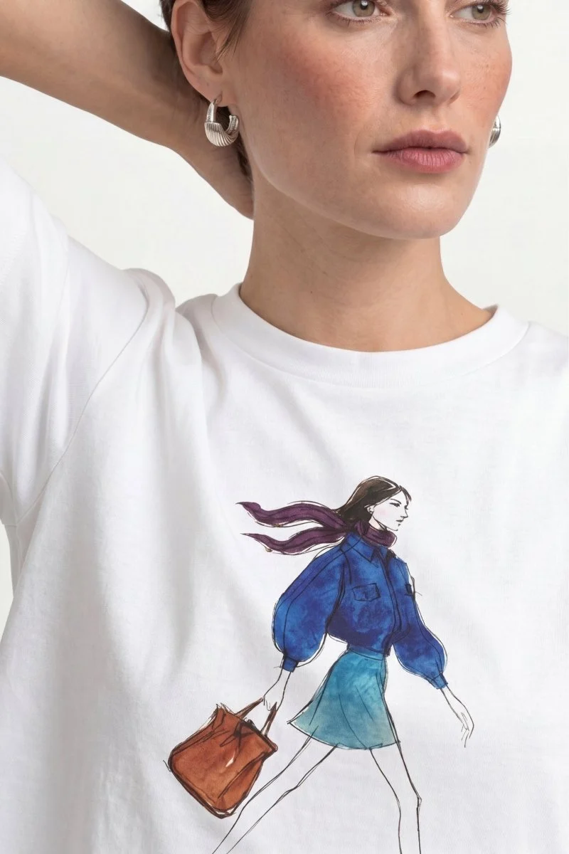 Rich & Royal Gentle Fit T-Shirt mit Print in White