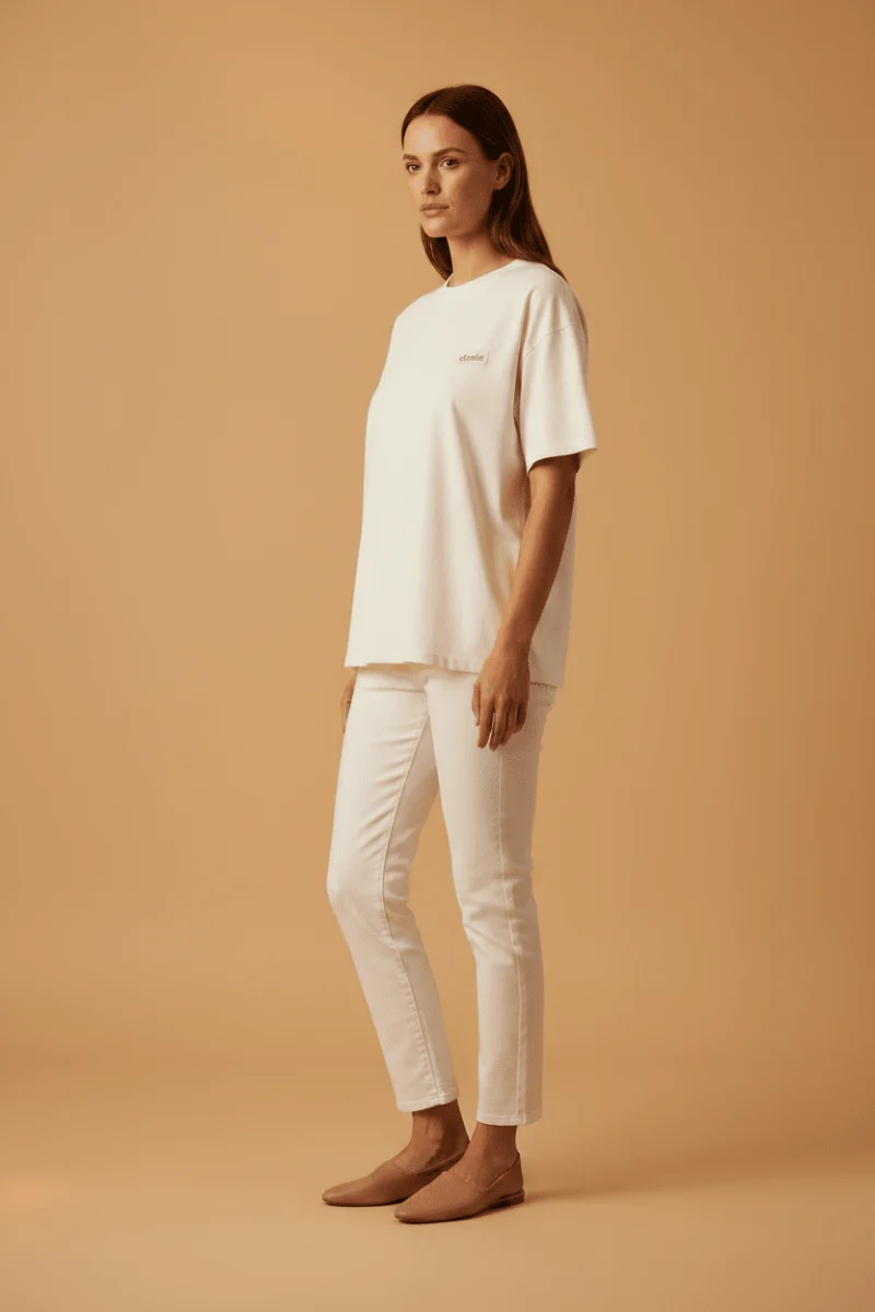 Vila T-Shirt VINORANI PATCH O-NECK S/S T-SHIRT - Snow White EMB MAUVEGLOW
