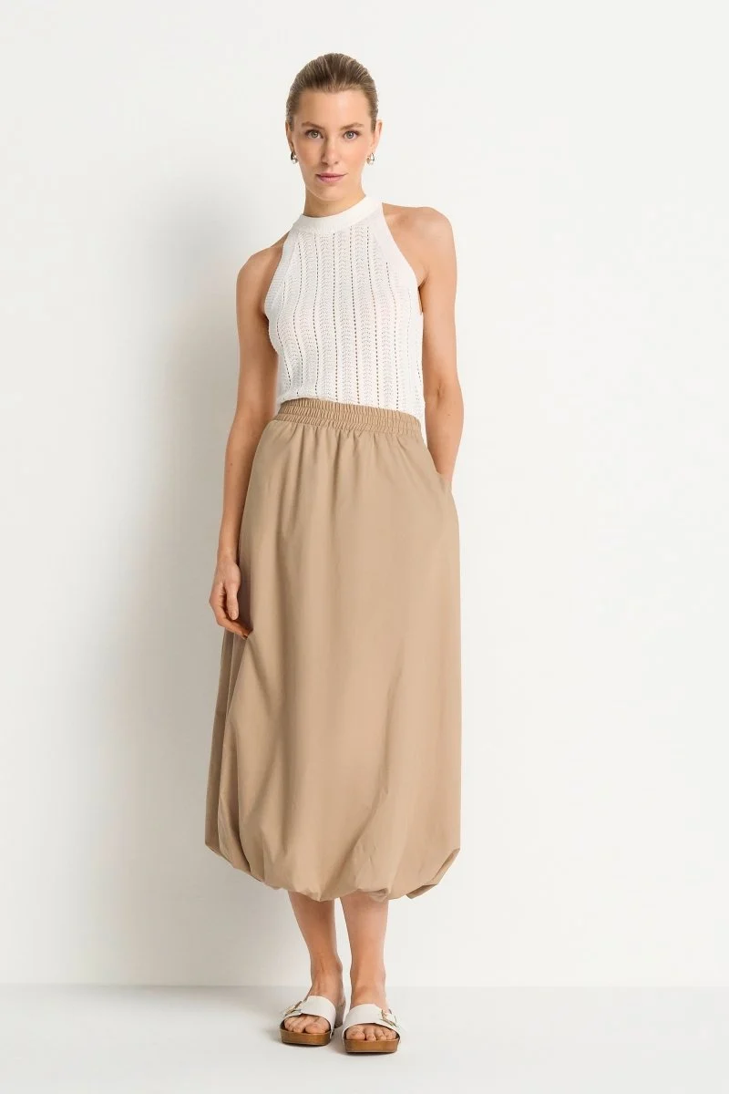 Rich & Royal Damen Baumwollrock im Balloon-Fit in caffee latte