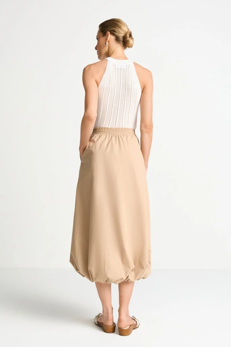 Rich & Royal Damen Baumwollrock im Balloon-Fit in caffee latte
