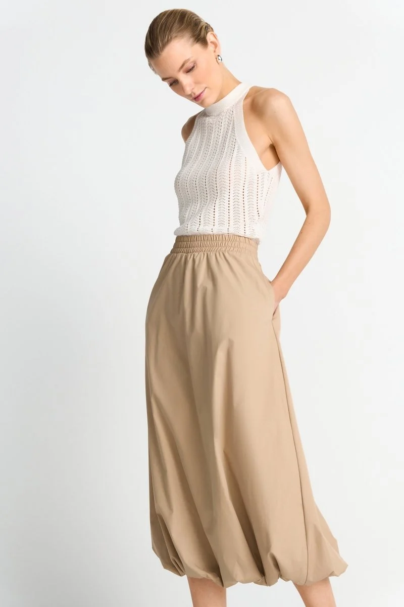 Rich & Royal Damen Baumwollrock im Balloon-Fit in caffee latte