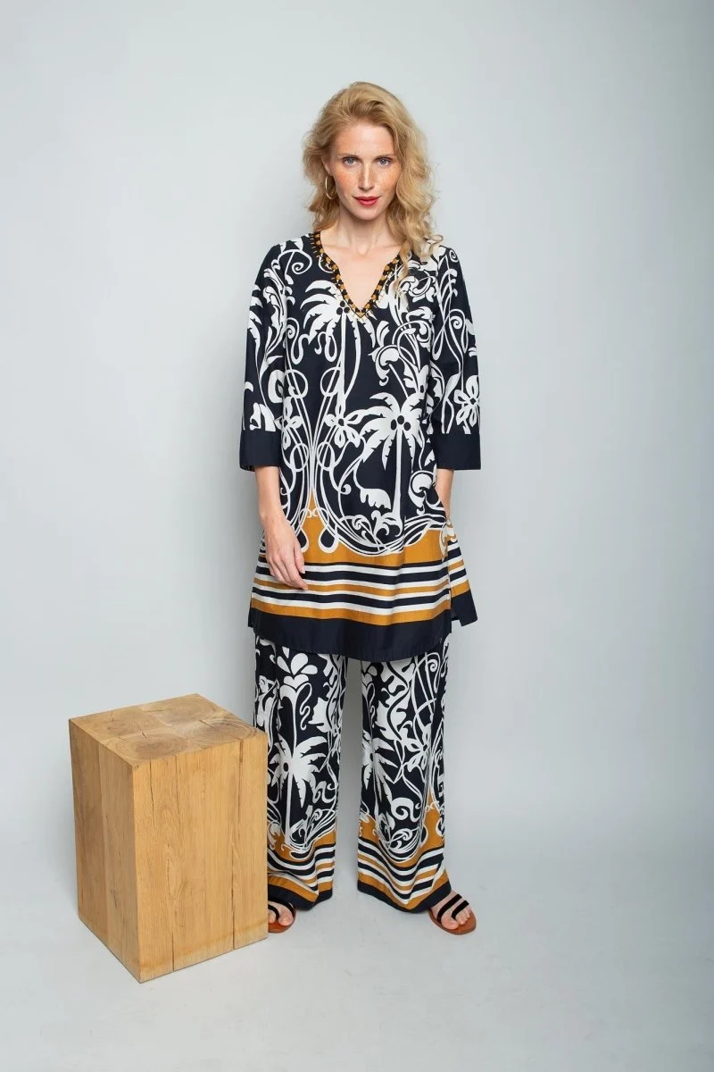 Emily Van Den Bergh Damenbluse in der Farbe black white cognac