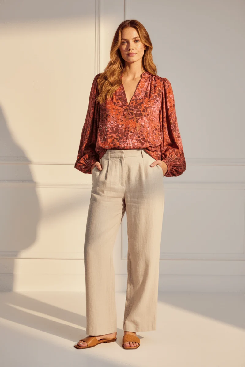 Rich & Royal Printed Blouse Damen – Gemusterte Bluse in Mulberry