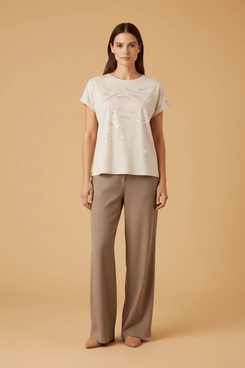Cartoon Shirt kurz 1/2 Arm Beige