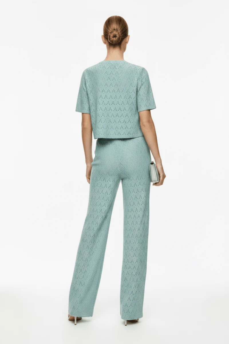 Vila Hose VIAMALINA HW WIDE PANTS/VOL/PB - Blue Surf