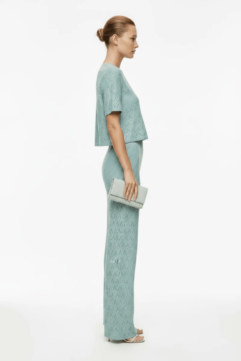 Vila Hose VIAMALINA HW WIDE PANTS/VOL/PB - Blue Surf