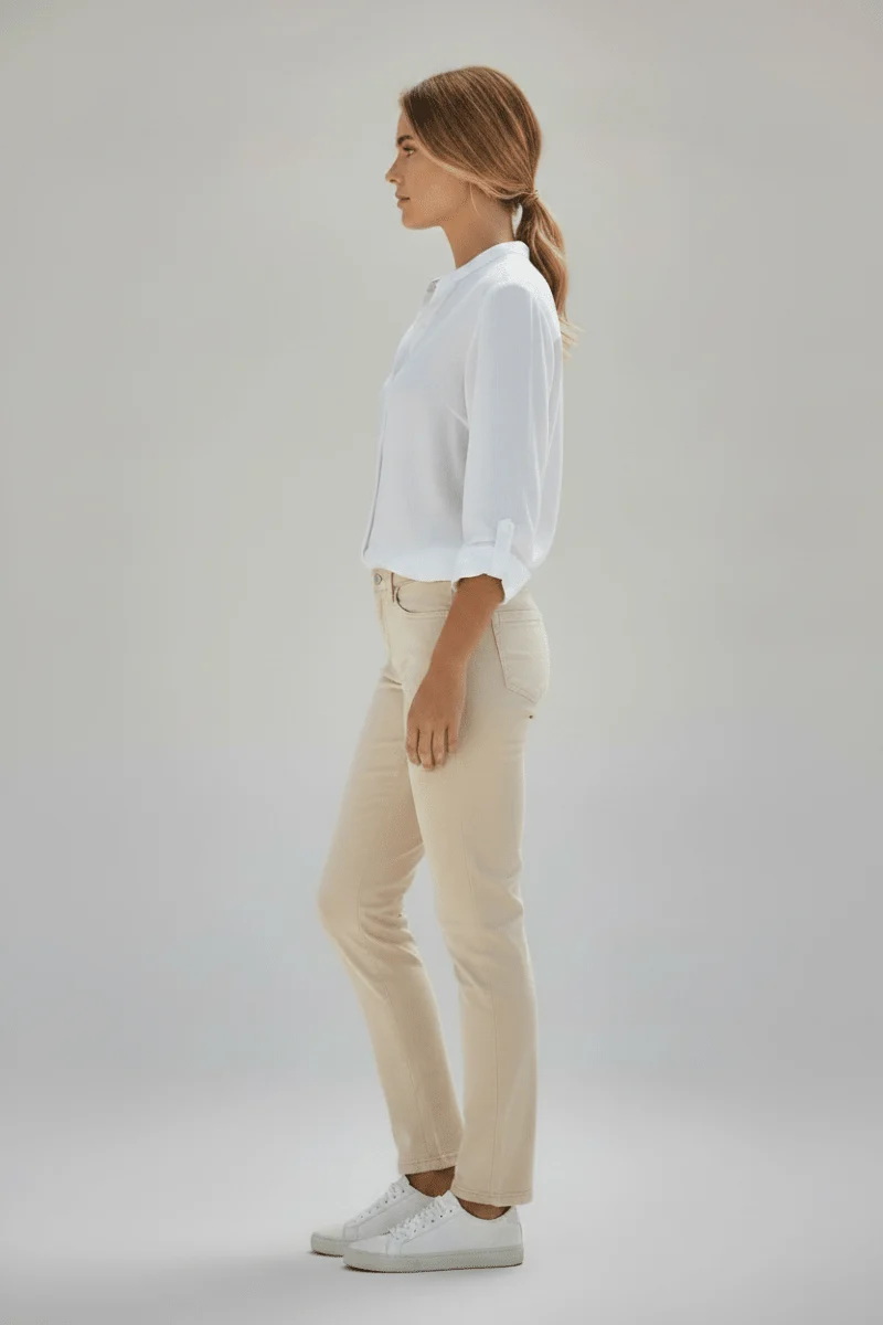 Herrlicher Shyra Tap Satin Stretch Hose für Damen in Beige