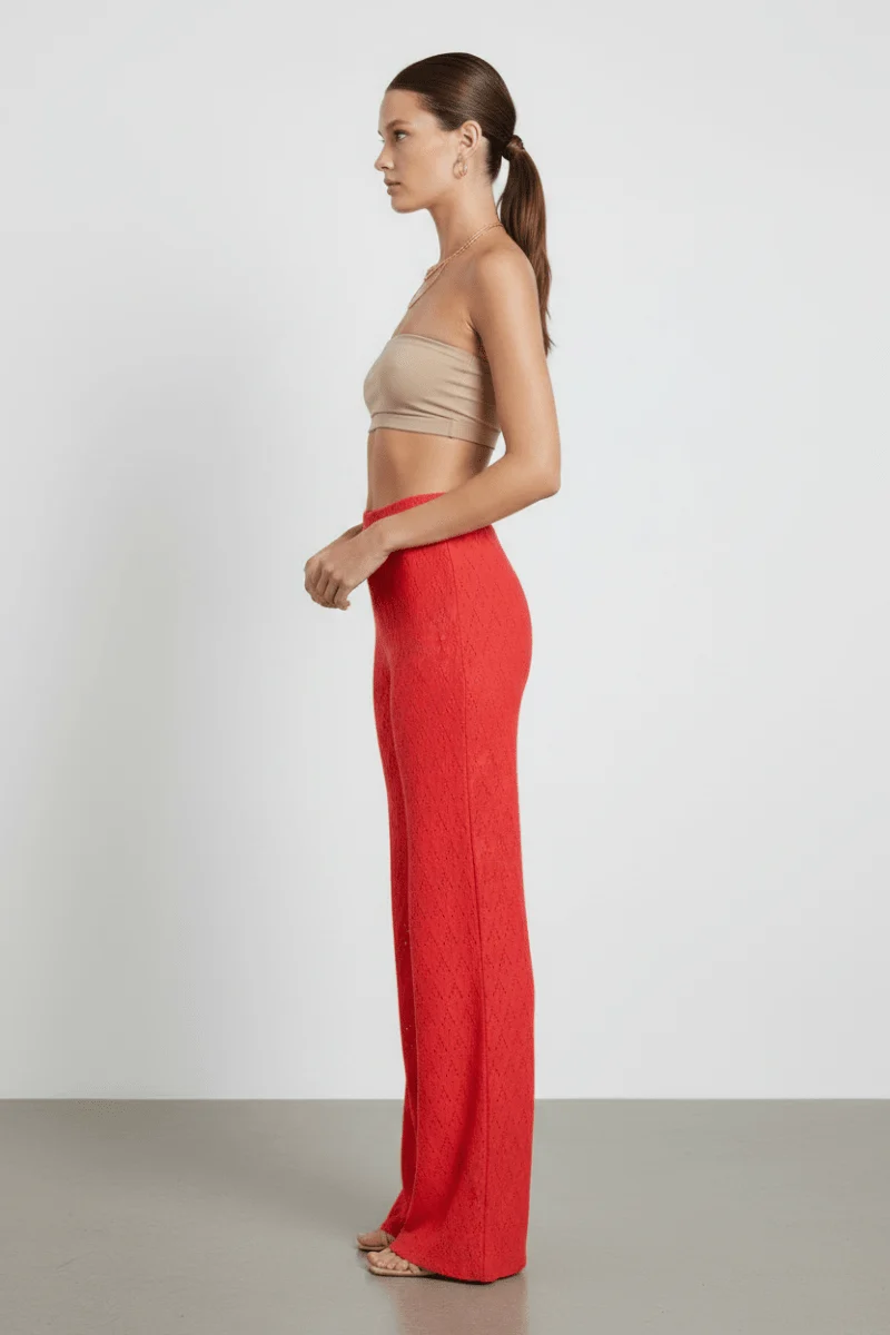 Vila Hose VIAMALINA HW WIDE PANTS/VOL/PB - Hibiscus