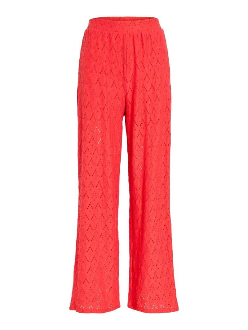 Vila Hose VIAMALINA HW WIDE PANTS/VOL/PB - Hibiscus