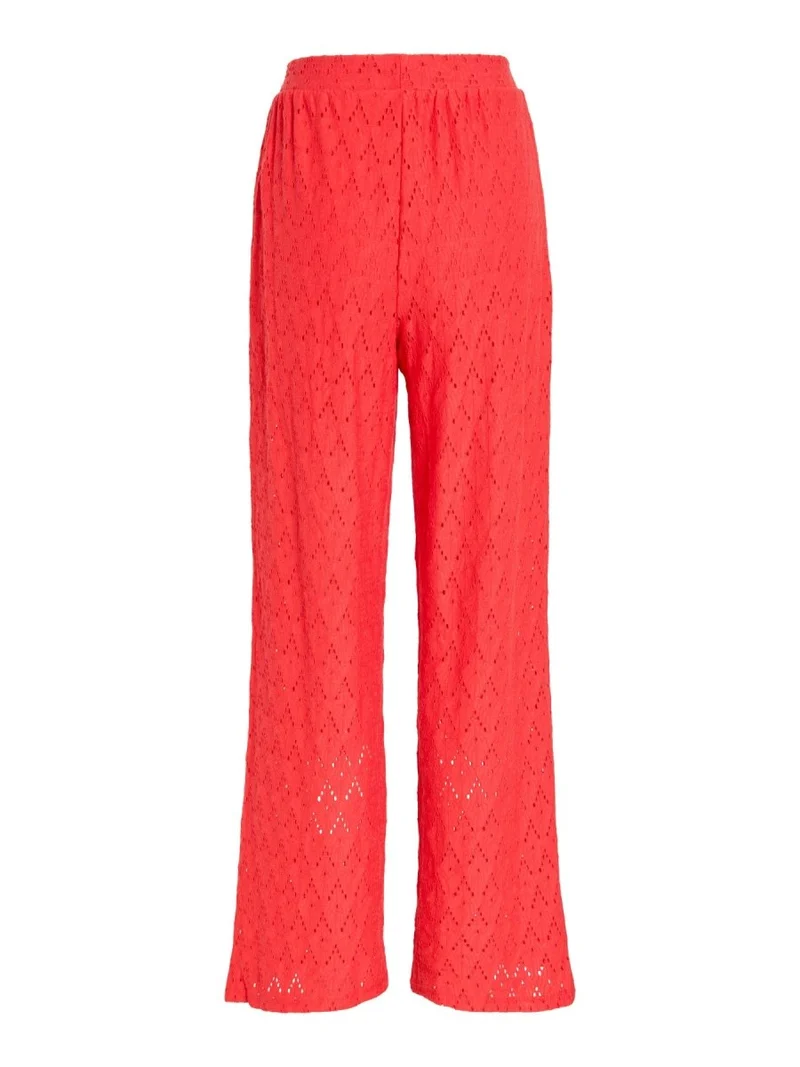 Vila Hose VIAMALINA HW WIDE PANTS/VOL/PB - Hibiscus