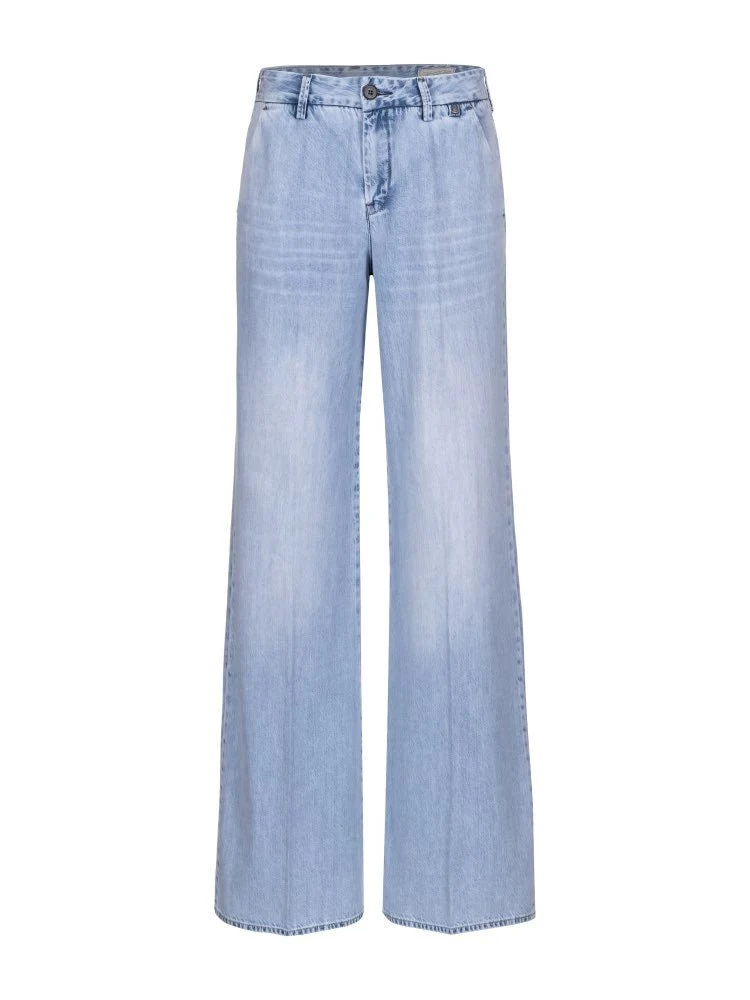 Herrlicher Lovely Flared Denim Light Hose für Damen in Blau