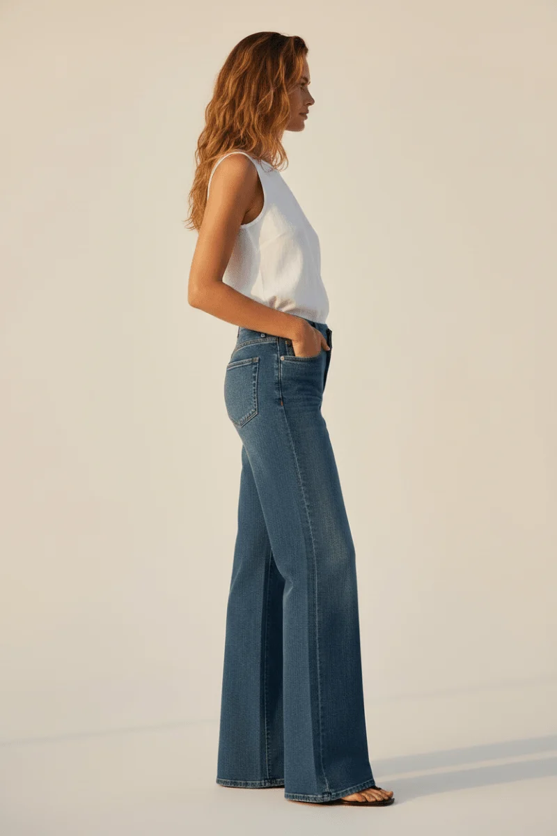 Herrlicher Mäze Flared Recycled Denim Light Damenhose in Sun Faded