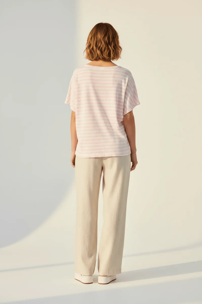 Herrlicher Dolores Jersey Flame Striped Damenshirt in Rosa