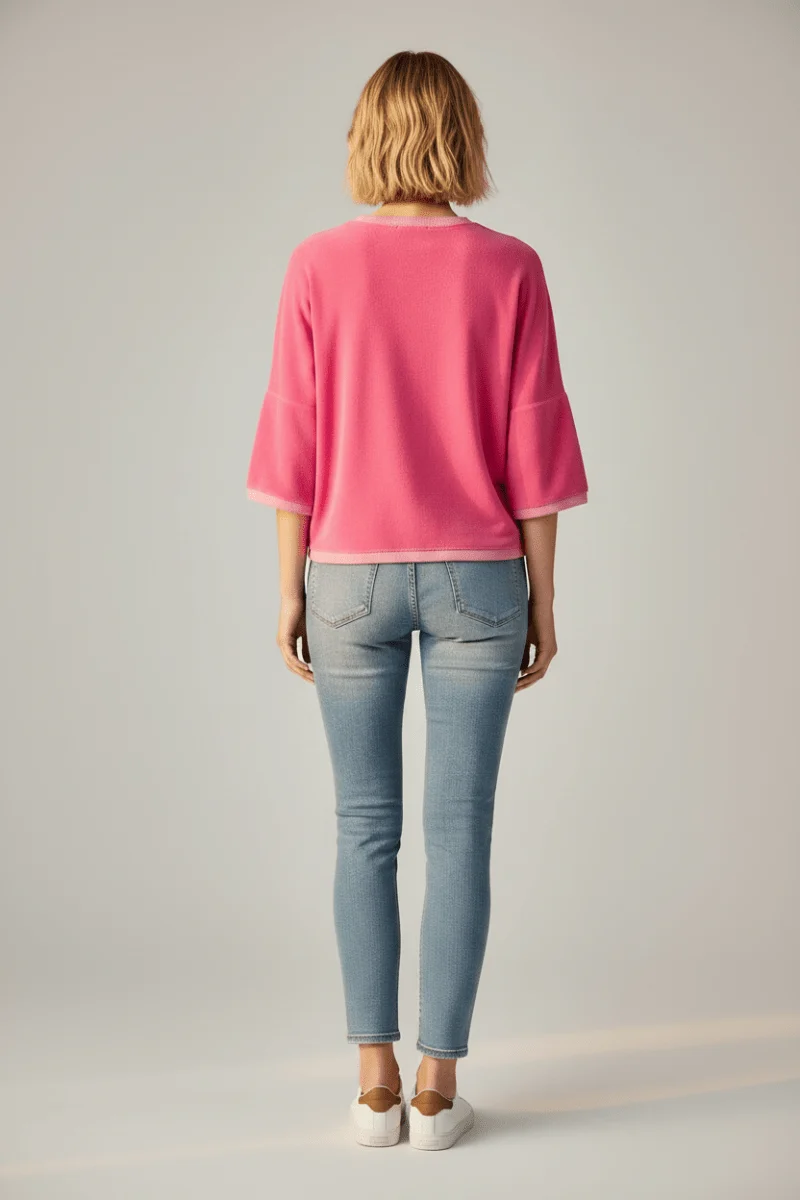 Herrlicher Smila Shortsleeve Jersey Velour Damenshirt in Pinlk