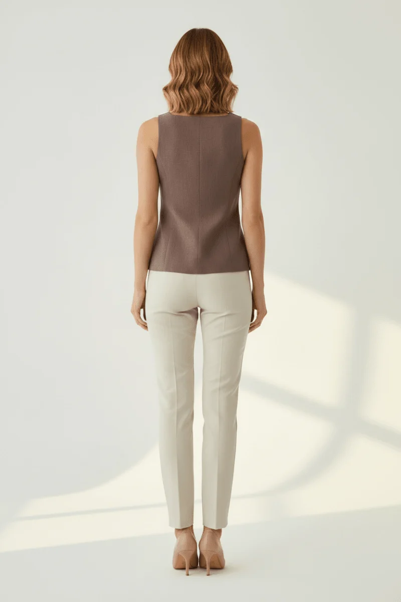 Herrlicher Beccy Vest Linen Cotton Mix Damenmode in Saddle