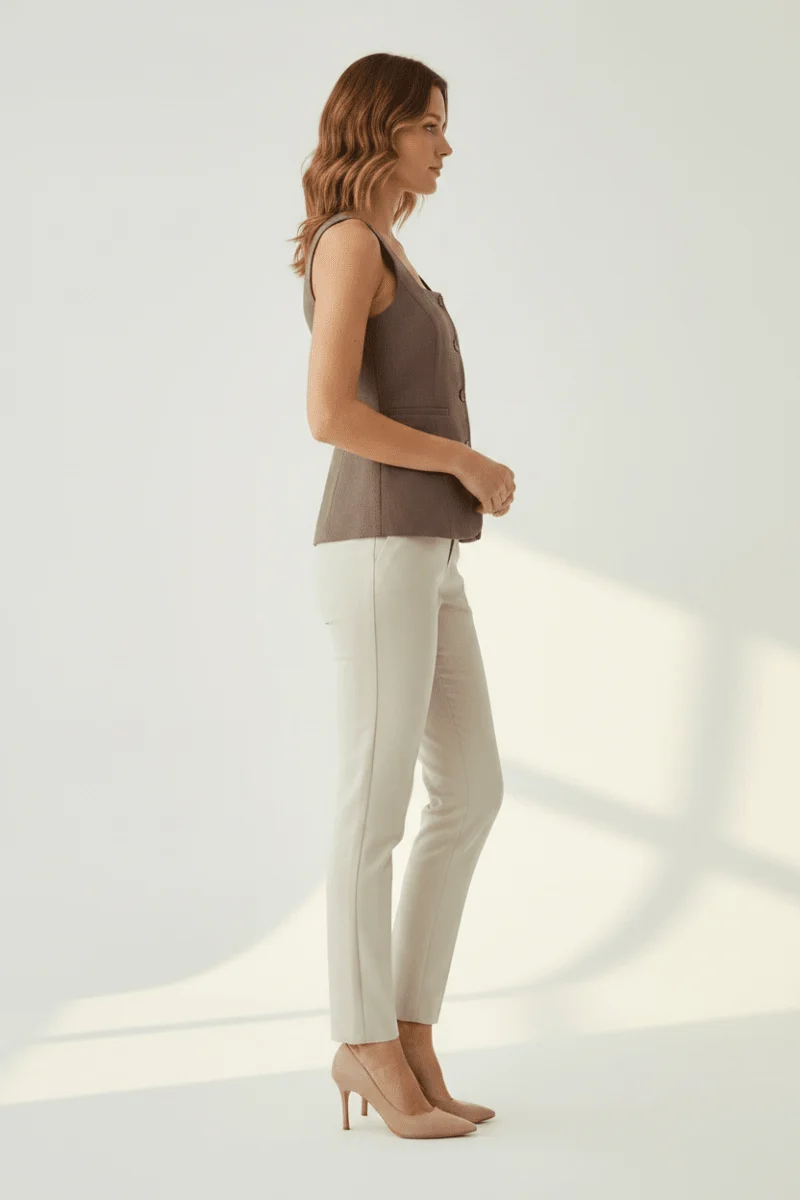 Herrlicher Beccy Vest Linen Cotton Mix Damenmode in Saddle