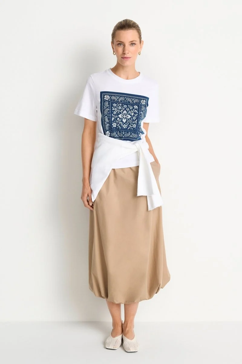 Rich & Royal Damen T-Shirt mit Bandana-Print in white