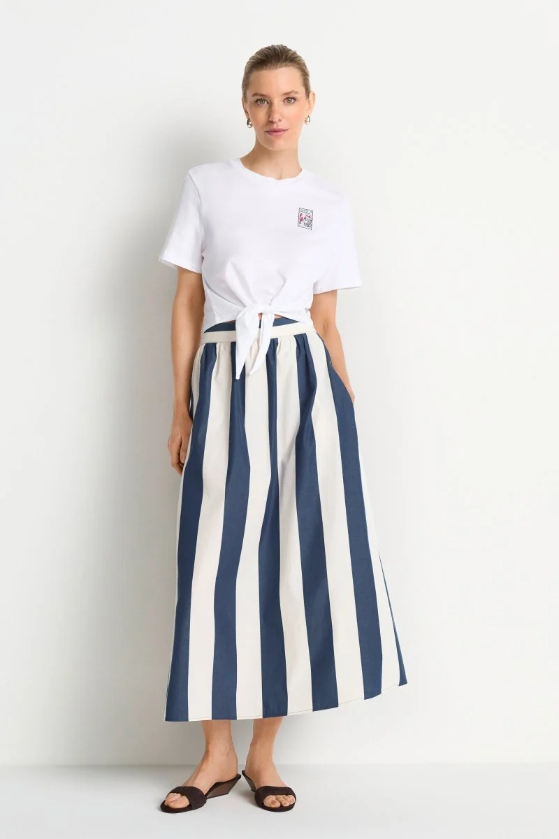 Rich & Royal Damen Knot T-Shirt mit Print in white