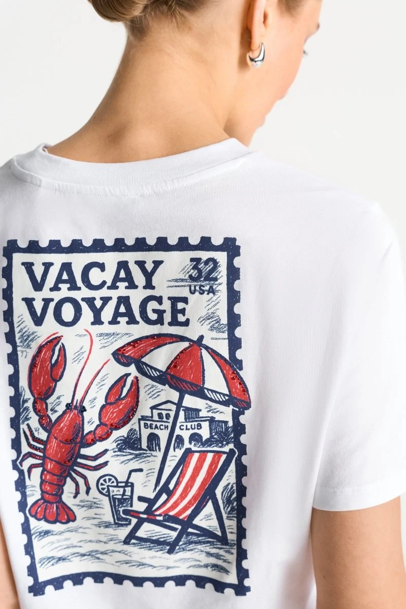 Rich & Royal Damen Knot T-Shirt mit Print in white