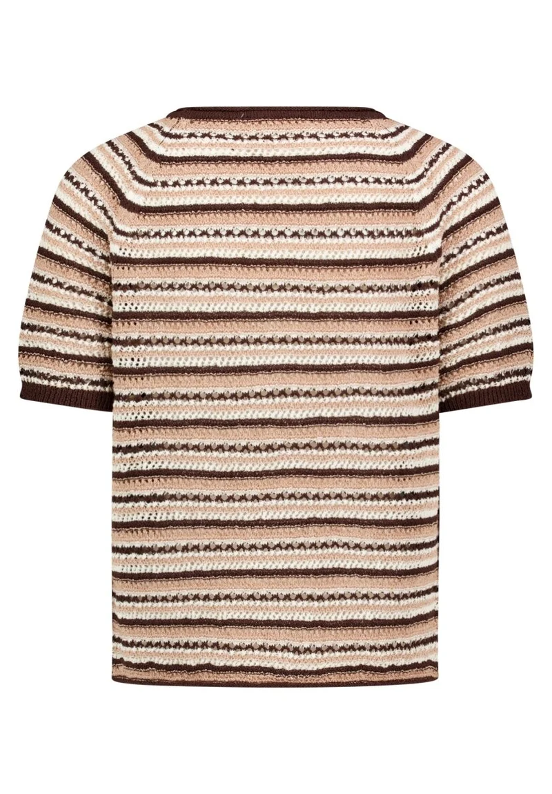 Cartoon Strickpullover Kurz 1/2 Arm in der Farbe Braun