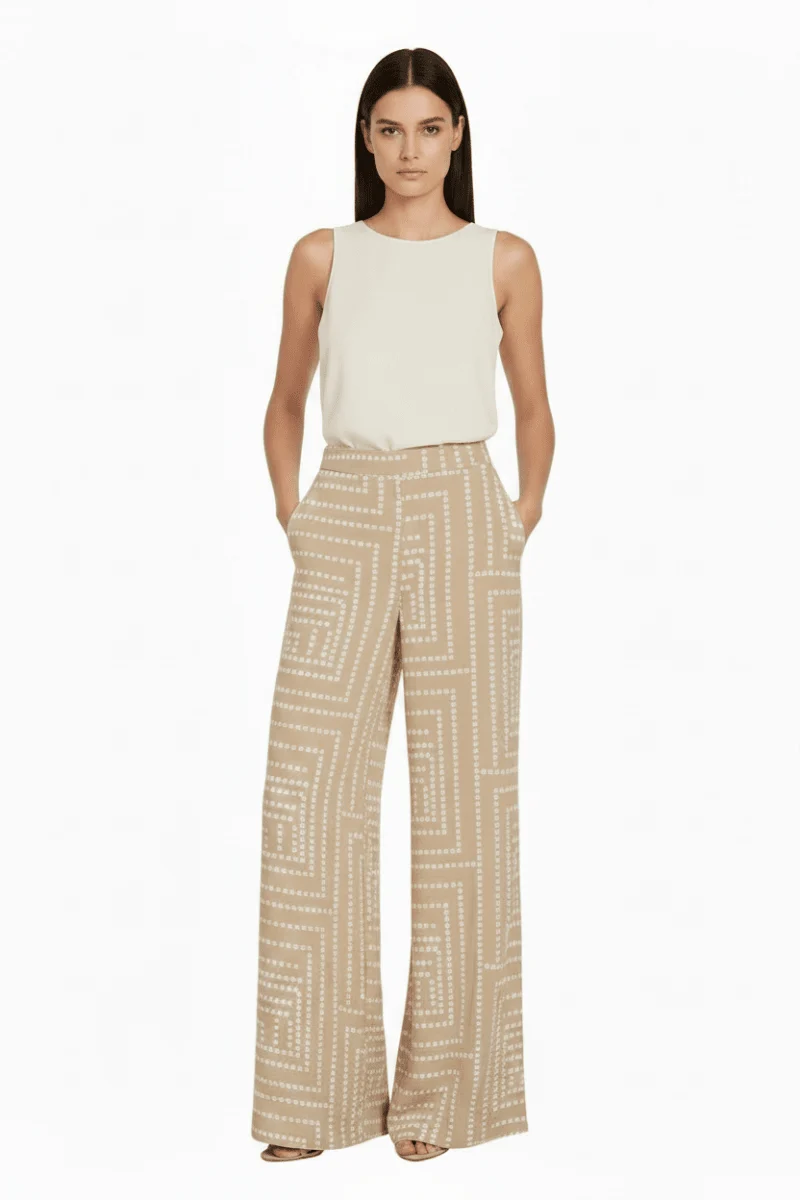 Vila Hose Vifrelli Kleo Loose Pants - Travertine Birch Dots