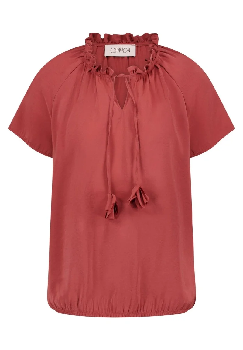 Cartoon Bluse Kurz 1/2 Arm in der Farbe Dunkel Rot