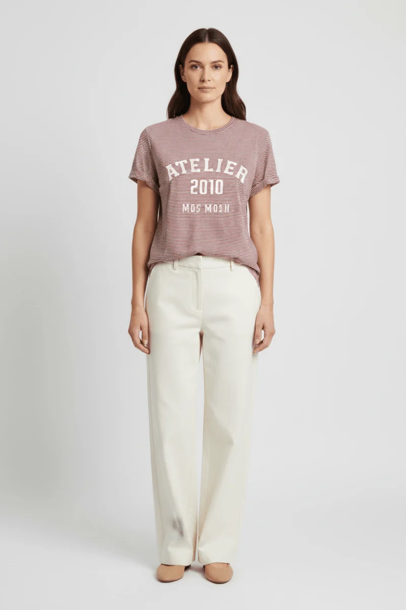 Mos Mosh Tees Camp O-SS Stripe Tee Regular in Cowhide
