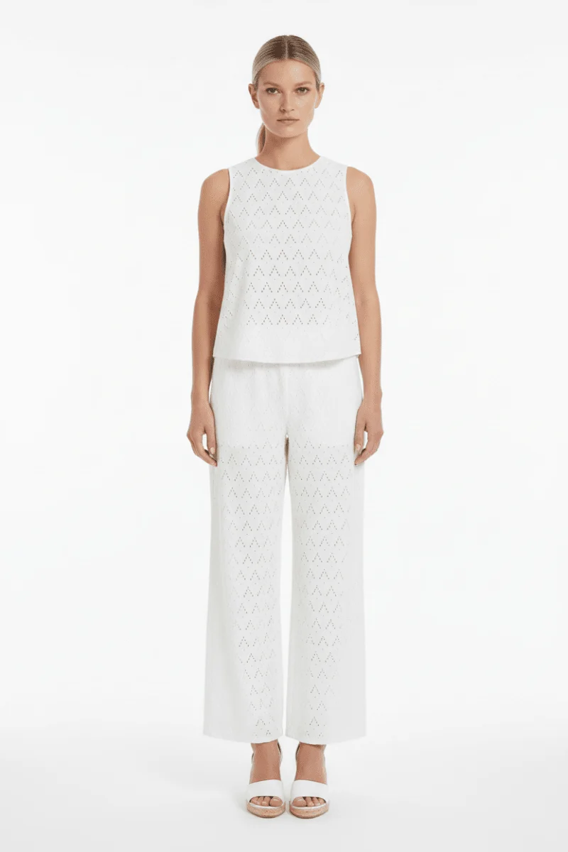 Vila Hose VIAMALINA HW WIDE PANTS/VOL/PB - Snow White