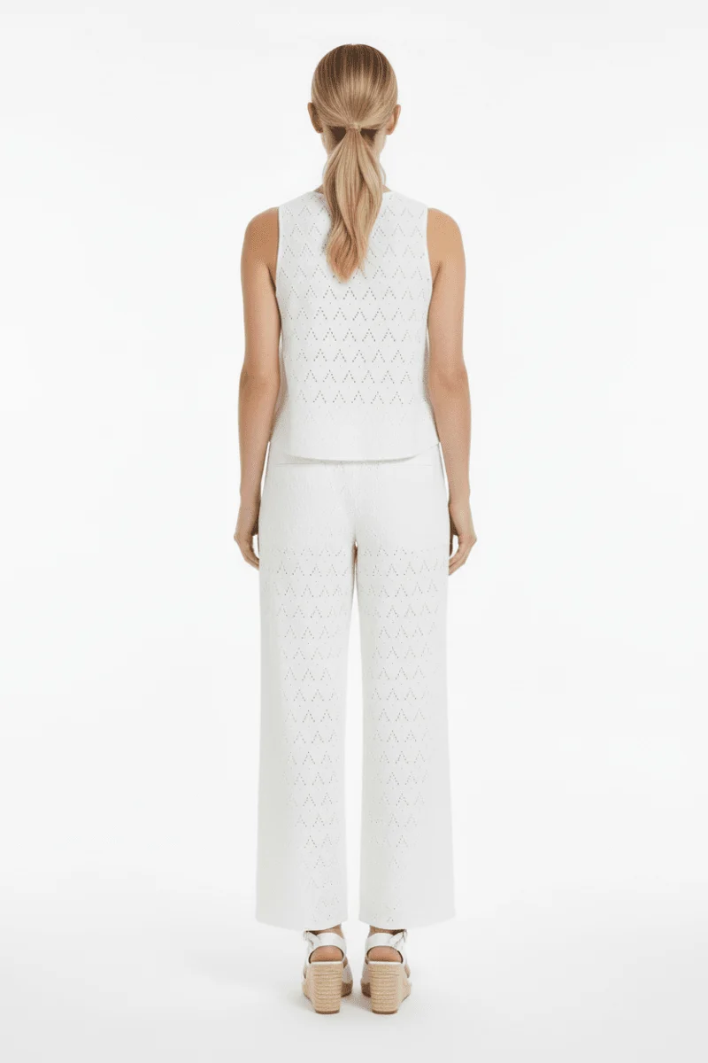 Vila Hose VIAMALINA HW WIDE PANTS/VOL/PB - Snow White